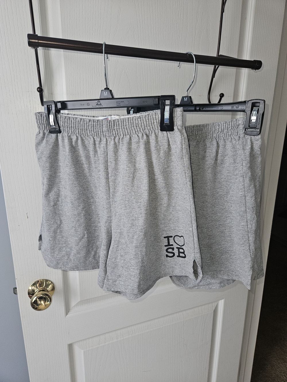 Gray Women's Athletic Shorts with I♥SB Logo